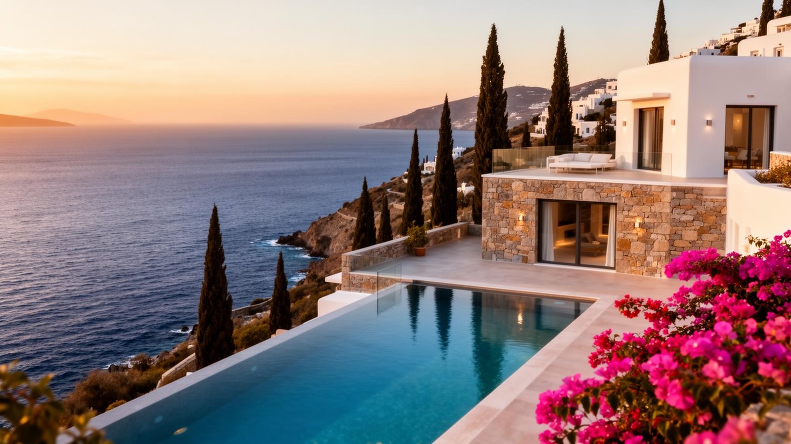 Modern luxury villa overlooking the Aegean Sea